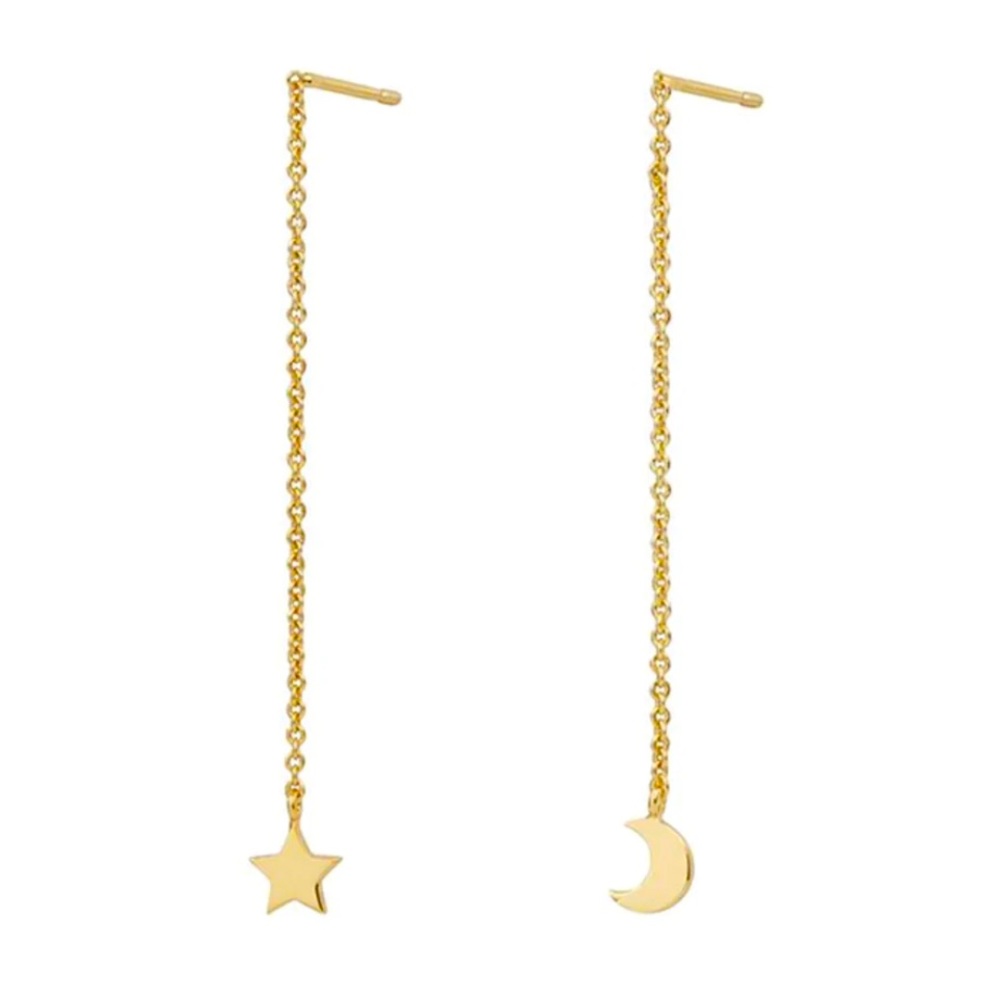 Benny Loves Stella Kairo Star and Moon Threader Earrings NWOT